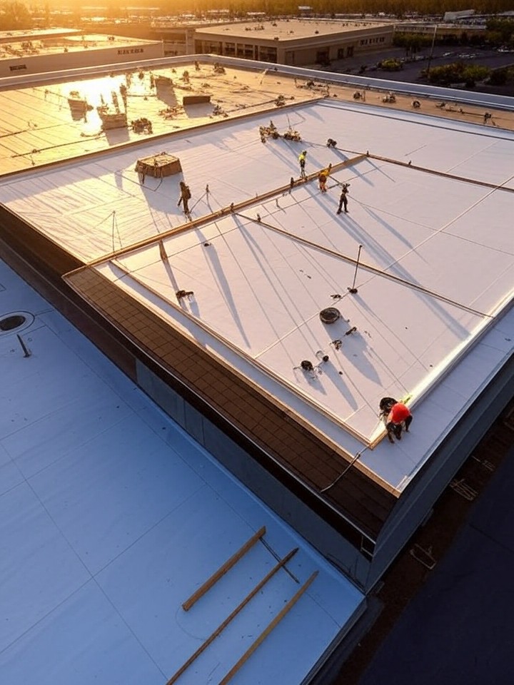 Commercial flat roof tear-off and replacement